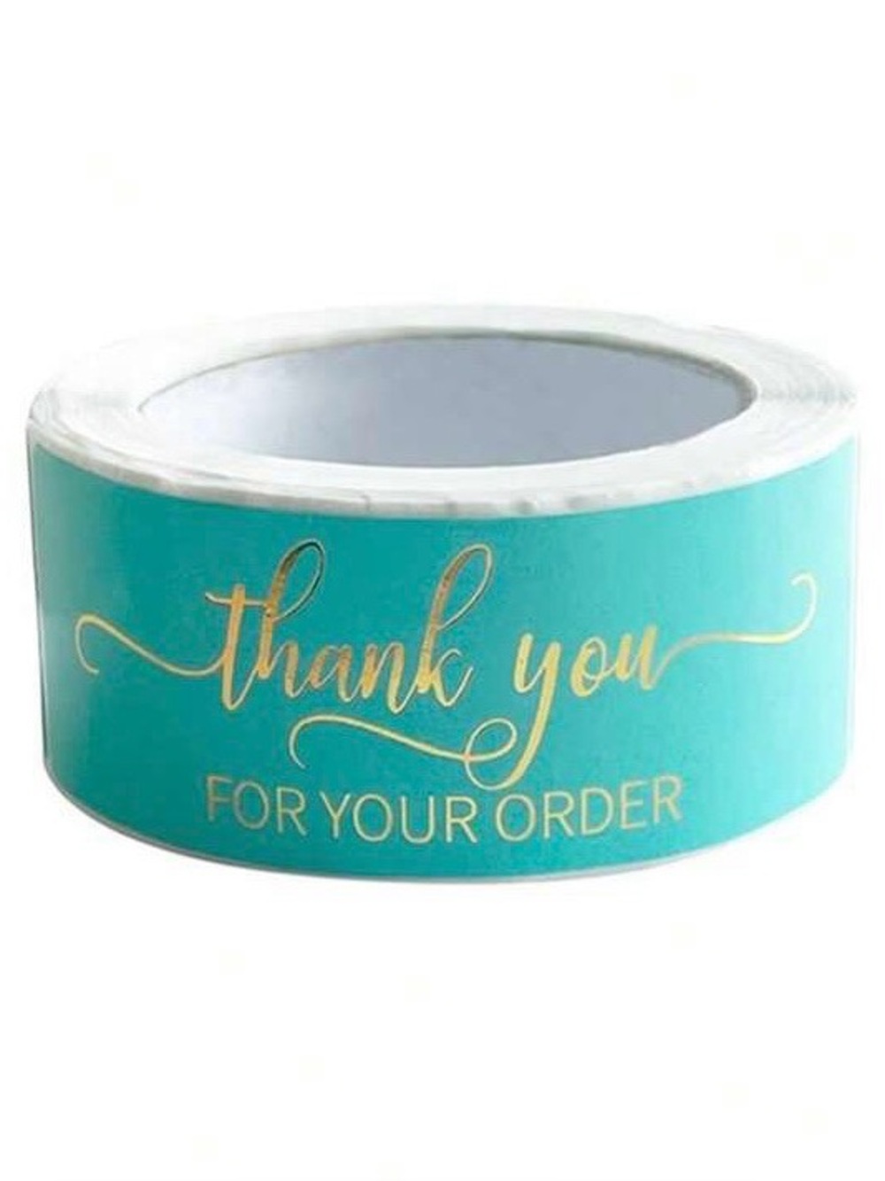Mint Green Gold Foil Thank You Stickers 3x1 Rectangle Packaging Shipping 125 Pc